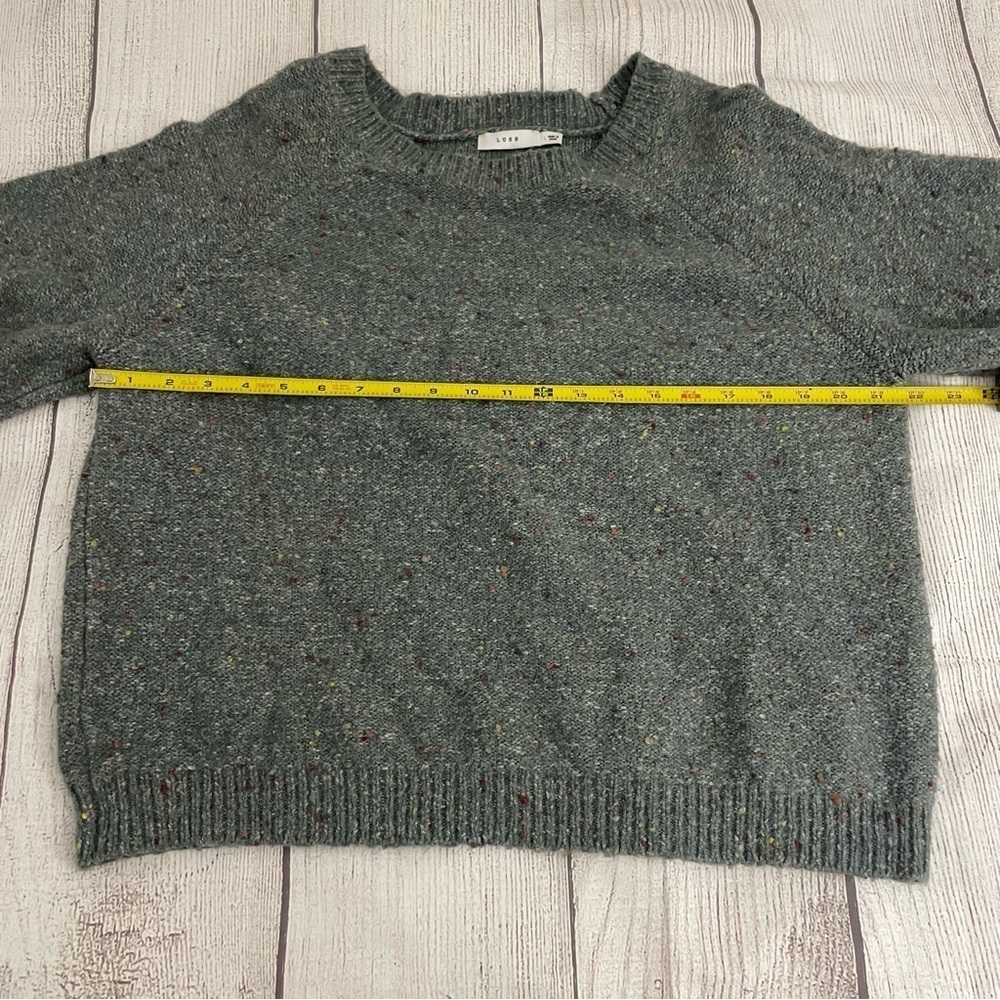 LUSH Women's Cozy Gray Speckled Crewneck Sweater With Balloon Sleeves Size Large - Picture 5 of 11